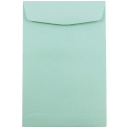 JAM Paper Open-End 6in x 9in Catalog Envelopes, Gummed Closure Aqua, Pack Of 10