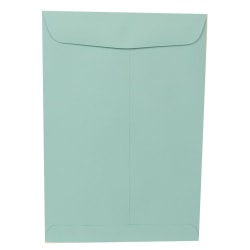 JAM Paper Open-End 9in x 12in Catalog Envelopes, Gummed Seal, Aqua, Pack Of 10