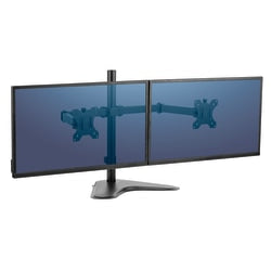 Fellowes Professional Series Freestanding Dual Horizontal Arm For Monitors Up To 30in, 19 1/2inH x 35inW x 11inD, Black, 8043701