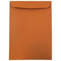 JAM Paper Open-End 9in x 12in Catalog Envelopes, Gummed Seal, Dark Orange, Pack Of 10