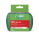 CURAD First Aid Kits, 75 Pieces, 7 1/4inH x 5 1/4inW x 7 3/16inD, Green, Pack Of 6