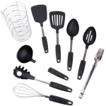 Gibson Chefs Better Basics 9-Piece Utensil Set With Caddy, Black