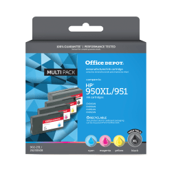 Office Depot Brand Remanufactured High-Yield Black And Cyan, Magenta, Yellow Ink Cartridge Replacement For HP 950XL, HP 951, Pack Of 4, ODHP950XLK951CMY