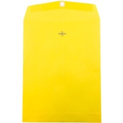 JAM Paper Open-End 10in x 13in Catalog Envelopes, Clasp Closure, 30% Recycled, Yellow, Pack Of 10