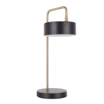 LumiSource Puck Table Lamp, 17-3/4inH, Black Shade/Gold And Black Base