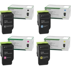 Lexmark C231H High-Yield Return Program Black/Cyan/Magenta/Yellow Toner Cartridges, Pack Of 4 Cartridges, C231HC0/C231HM0/C231HY0/C231HK0