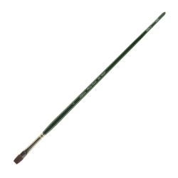 Silver Brush Ruby Satin Series Long-Handle Paint Brush 2501, Size 2, Flat Bristle, Synthetic, Green