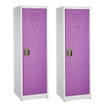 Alpine Kids' 1-Tier Steel Lockers, 48inH x 15inW x 15inD, Purple, Set Of 2 Lockers