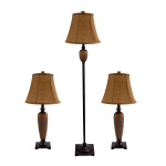 Elegant Designs 3-Piece Lamp Set, 58inH, Light Brown/Hammered Bronze