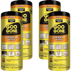 Goo Gone Tough Task Wipes - Wipe - 24 / Canister - 4 / Carton - White