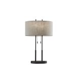 Adesso Duet Table Lamp, 29inH, Taupe Shade/Antique Bronze Base