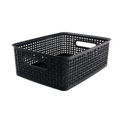 Realspace Plastic Weave Bin, Small Size, 4in x 7 1/2in x 10in, Black