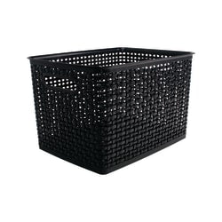 Realspace Plastic Weave Bin, Medium Size, Black