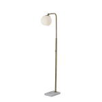 Adesso Remi Floor Lamp, 55inH, White Opal Shade/White Marble Base