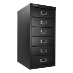 Bisley 15inD Vertical 6-Drawer Under-Desk File Cabinet, Black