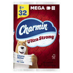 Charmin Ultra Strong 2 Ply Toilet Paper Mega Roll, White, 242 Sheets Per Roll, 8 Rolls per Pack, Carton of 4 Packs