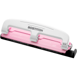 Bostitch EZ Squeeze Three-Hole Punch, InCourage, 12 Sheet Capacity, Pink/White