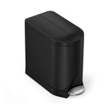 simplehuman Butterfly Step Stainless Steel Trash Can, 2.64 Gallons, 13-3/4inH x 7-3/4inW x 15-5/8inD, Matte Black