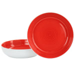 Gibson Home Crenshaw 2-Piece Stoneware Dinner Bowl Set, 8-1/2in, Red/White