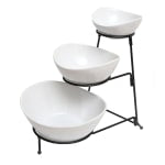 Gibson Elite Gracious Dining 3-Tier Bowl Server Set, White/Black