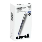 uni-ball Vision Rollerball Pens, Micro Point, 0.5 mm, Black Barrel, Blue Ink, Pack Of 12