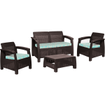 Inval MQ FERRARA 4-Piece Comfort Furniture Set, Espresso/Turquoise