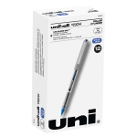 uni-ball Vision Rollerball Pens, Fine Point, 0.7 mm, Gray Barrel, Blue Ink, Pack Of 12