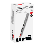 uni-ball Vision Rollerball Pens, Fine Point, 0.7 mm, Gray Barrel, Red Ink, Pack Of 12