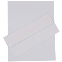 JAM Paper Business Stationery Set, 8 1/2in x 11in, Baby Blue, Set Of 50 Sheets And 50 Envelopes