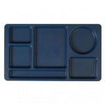 Cambro Camwear 6-Compartment Serving Trays, 8-3/4in x 15in, Navy Blue, Pack Of 24 Trays