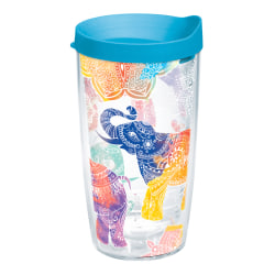 Tervis Mehndi Elephants Tumbler With Lid, 16 Oz, Clear