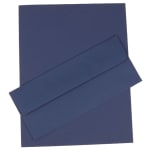 JAM Paper Business Stationery Set, 8 1/2in x 11in, Presidential Blue, Set Of 50 Sheets And 50 Envelopes