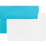 JAM Paper Stationery Set, Gummed Closure, 5 1/2in x 8 1/8in, Set Of 25 White Cards and 25 Baby Blue Envelopes