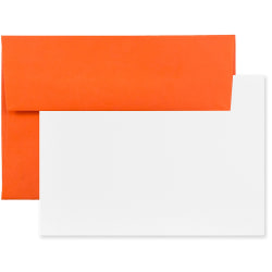 JAM Paper Stationery Set, Gummed Closure, 5 1/2in x 8 1/8in, 100% Recycled, Set Of 25 White Cards And 25 Brown Kraft Envelopes