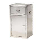 Baxton Studio 29inH French Industrial Accent Storage Cabinet With 1 Door, Silver