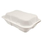 Karat Earth Bagasse Clamshell Takeout Containers, 2inH x 6inW x 9inD, Natural, Case Of 200 Clamshells