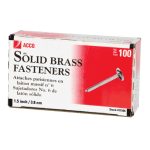 ACCO Round-Head Solid Brass Fasteners, No. 6R, 1 1/2in, Box Of 100