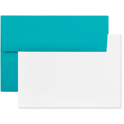 JAM Paper Stationery Set, 5 1/4in x 7 1/4in, 30% Recycled, Set Of 25 White Cards And 25 Yellow Envelopes