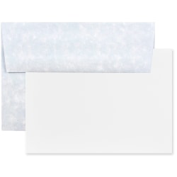 JAM Paper Stationery Set, 5 1/4in x 7 1/4in, 30% Recycled, Set Of 25 White Cards And 25 Sea Blue Envelopes