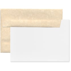 JAM Paper Stationery Set, Gummed Closure, 5 1/2in x 8 1/8in, Set Of 25 White Cards And 25 Strathmore Ivory Envelopes