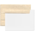 JAM Paper Stationery Set, 5 1/4in x 7 1/4in, 30% Recycled, Set Of 25 White Cards And 25 Natural Envelopes