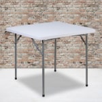 Flash Furniture Square Plastic Folding Table, 29inH x 33-3/4inW x 33-3/4inD, Granite White