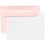 JAM Paper Stationery Set, 5 1/4in x 7 1/4in, 30% Recycled, Set Of 25 White Cards And 25 Pink Envelopes