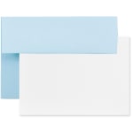 JAM Paper Stationery Set, 5 1/4in x 7 1/4in, Set Of 25 White Cards And 25 Baby Blue Envelopes