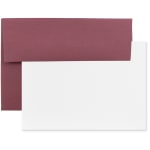 JAM Paper Stationery Set, 5 1/4in x 7 1/4in, Set Of 25 White Cards And 25 Burgundy Envelopes