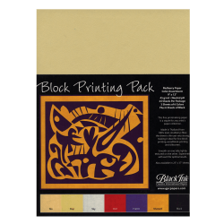 Black Ink Thai Mulberry Block Printing Paper, 9in x 12in, White, Bleached, Pack Of 25 Sheets