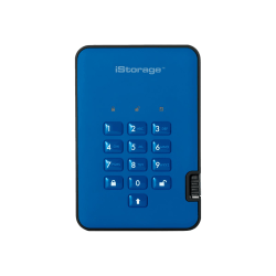 iStorage diskAshur2 - Hard drive - encrypted - 1 TB - external (portable) - USB 3.1 Gen 1 - 5400 rpm - buffer: 8 MB - 256-bit AES, FIPS 197 - ocean blue - TAA Compliant