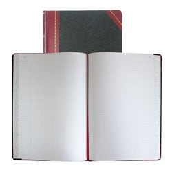 National Brand Hardbound Columnar Record Book, 10 3/8in x 8 1/8in, 50% Recycled, Black, 37 Lines Per Page, Book Of 300 Pages