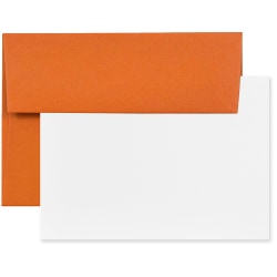 JAM Paper Stationery Set, 5 1/4in x 7 1/4in, Set Of 25 White Cards And 25 Dark Gray Envelopes