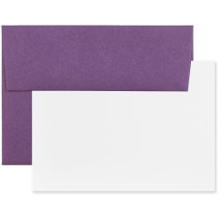 JAM Paper Stationery Set, 5 1/4in x 7 1/4in, Set Of 25 White Cards And 25 Dark Orange Envelopes